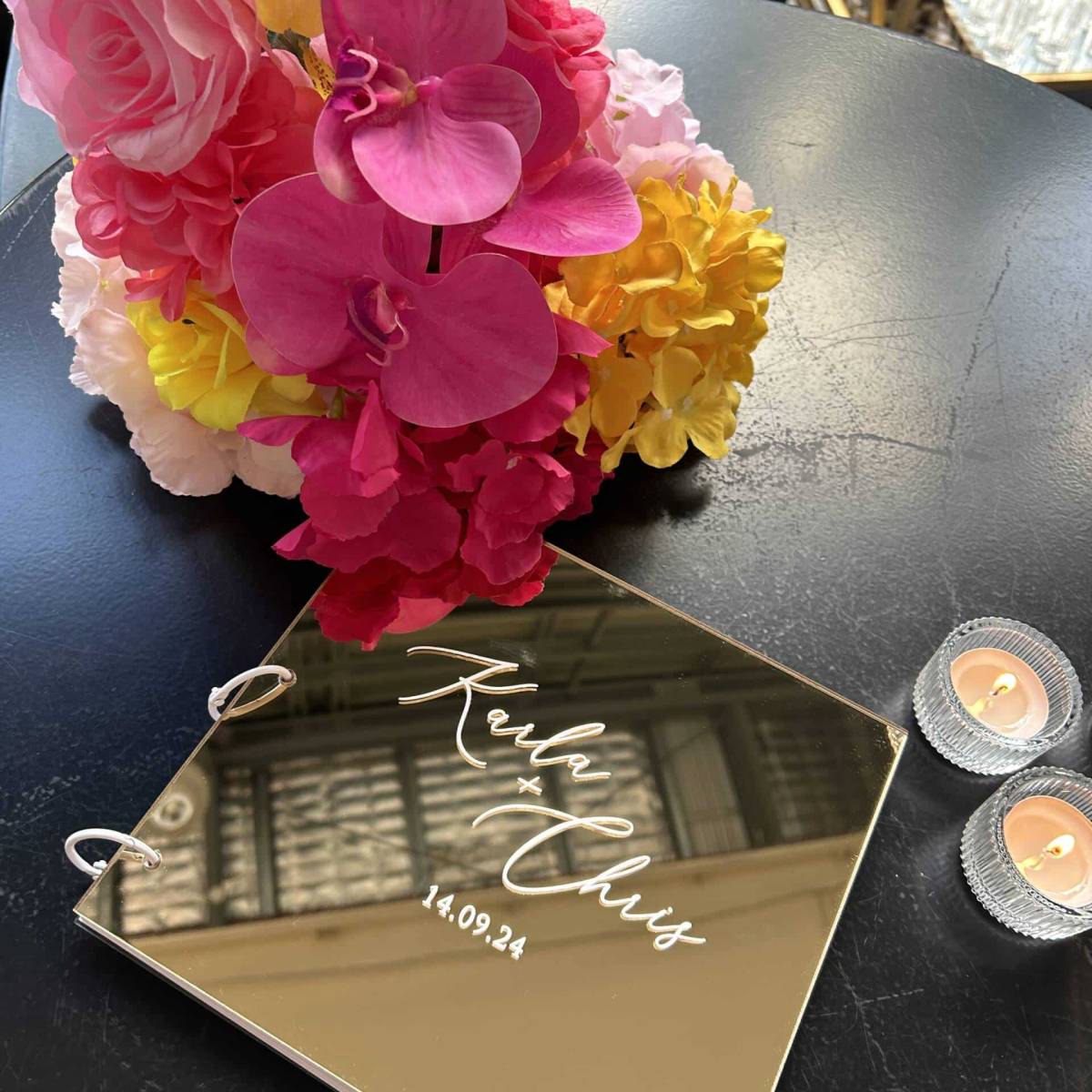 Gold Mirror Acrylic Guestbook